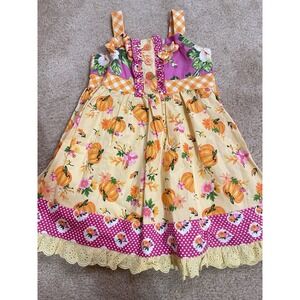 Olive Mae Girls Handmade in USA Boutique Fall Pumpkin Dress, Size 3